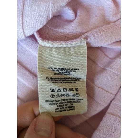 FREE PEOPLE Central Park Women's Blush Pink Ribbed Knit Button Down Top Size S - Picture 6 of 8